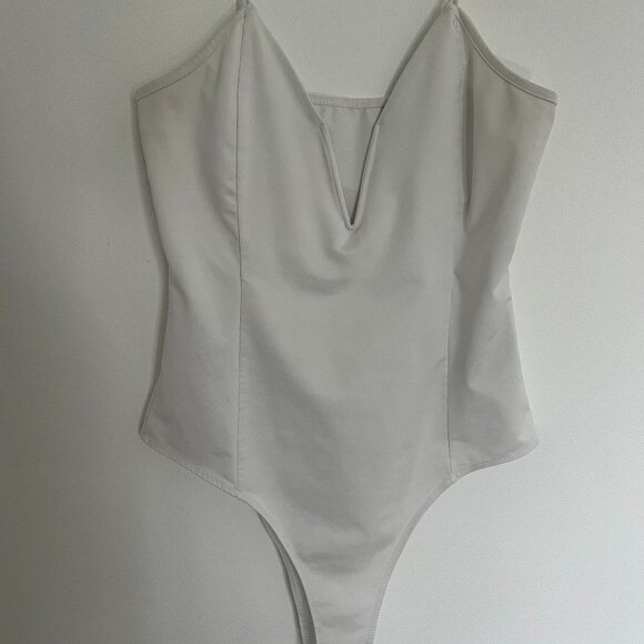 SHEIN EZwear Plus Size Sexy Deep V Spaghetti Strap Bodysuit, Spring/Summer - Picture 1 of 5